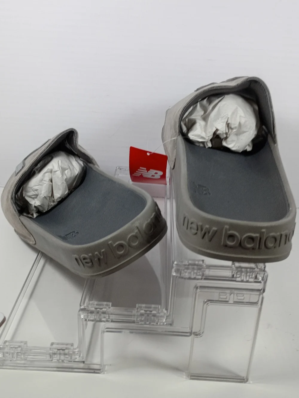 New Balance slide sandals with suede gray straps Sz:16 Men's